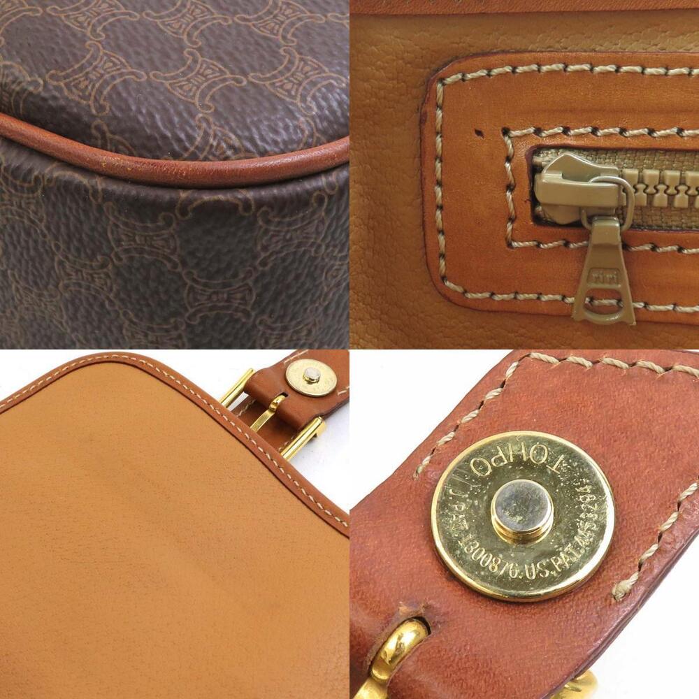 Celine Shoulder Bag Handbag Macadam Leather Brown Gold - Picture 3 of 5